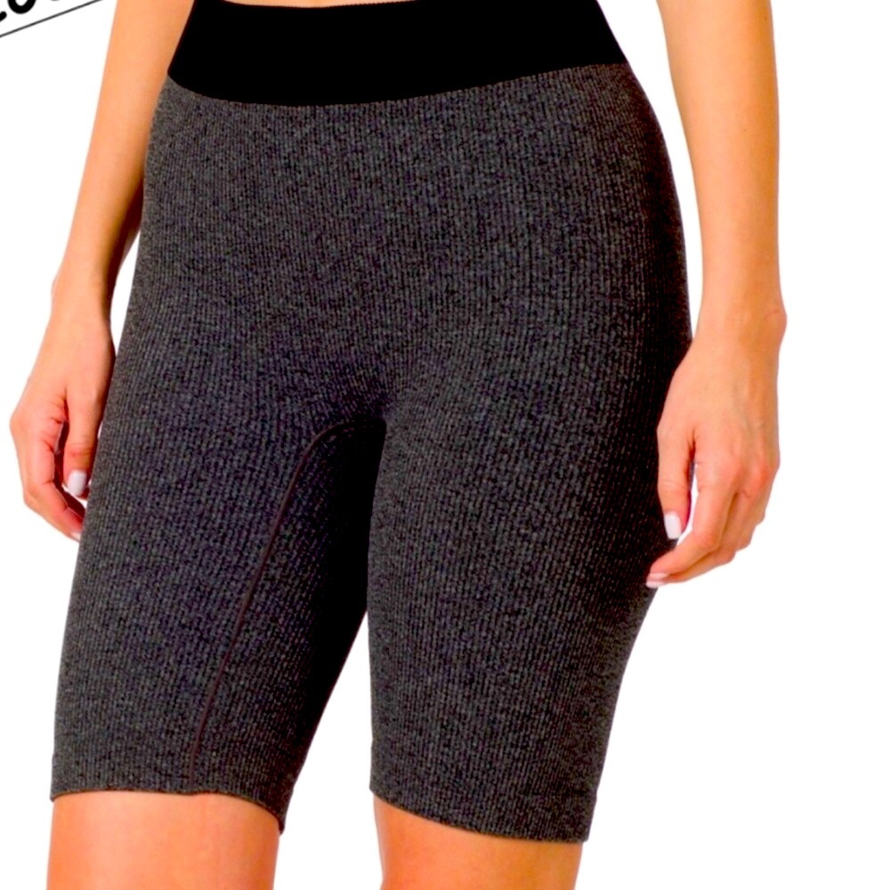 Zenana Long Bike Shorts Women Color Charcoal Size S/M